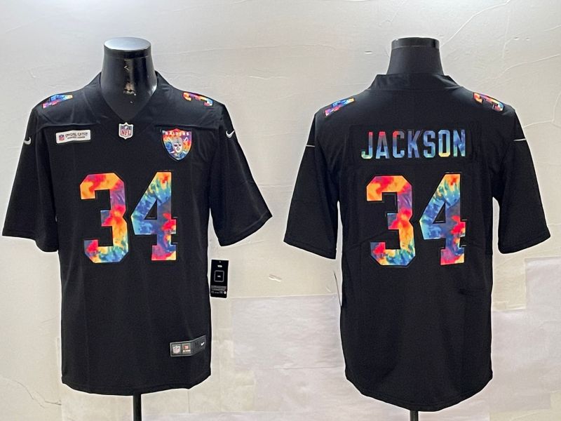 Men Oakland Raiders #34 Jackson Black Rainbow 2024 Nike Limited NFL Jersey style 1->oakland raiders->NFL Jersey